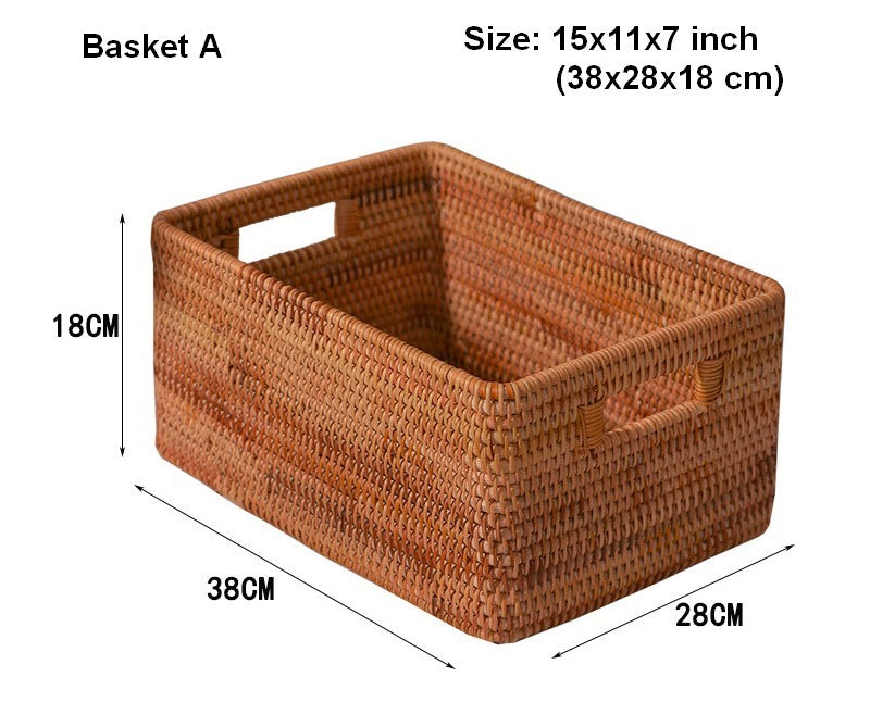 Extra Large Rectangular Storage Basket, Large Storage Baskets for Clothes, Woven Rattan Storage Basket for Shelves, Storage Baskets for Kitchen-Grace Painting Crafts