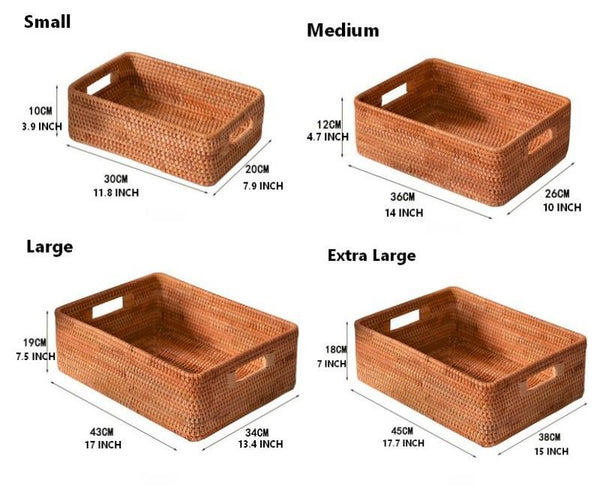 Rattan Storage Baskets for Kitchen, Rectangular Storage Baskets for Pantry, Storage Baskets for Shelves, Woven Storage Baskets for Bathroom-Grace Painting Crafts