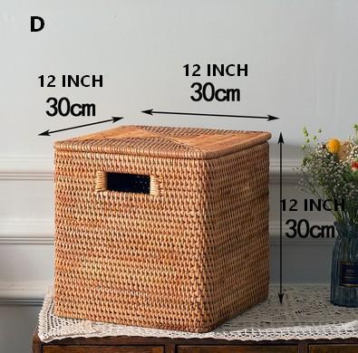Kitchen Storage Baskets, Rectangular Storage Basket with Lid, Rattan Storage Baskets for Clothes, Storage Baskets for Living Room-Grace Painting Crafts