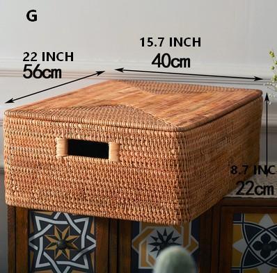 Wicker Rectangular Storage Basket with Lid, Extra Large Storage Baskets for Clothes, Kitchen Storage Baskets, Oversized Storage Baskets for Bedroom-Grace Painting Crafts