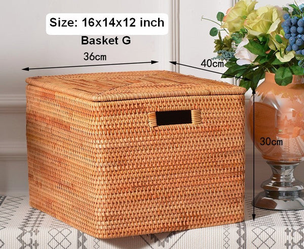 Storage Basket for Shelves, Large Rectangular Storage Basket, Storage Baskets for Kitchen, Woven Storage Basket for Living Room-Grace Painting Crafts