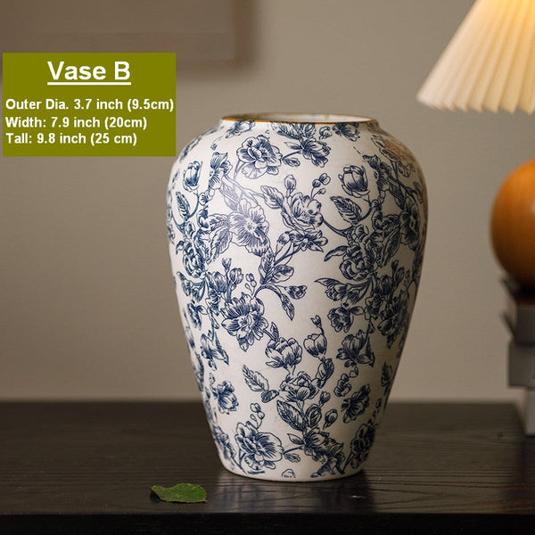 Porcelain Flower Vases, Modern Ceramic Bouquet Vases, Centerpiece on Dining Table, Flower Vase on Table, Handmade Water Holding Flower Vases-Grace Painting Crafts