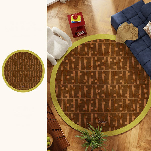 Mid Century Circular Rugs for Bedroom, Abstract Contemporary Round Rugs under Chairs, Modern Rugs for Dining Room, Geometric Modern Rugs for Living Room-Grace Painting Crafts