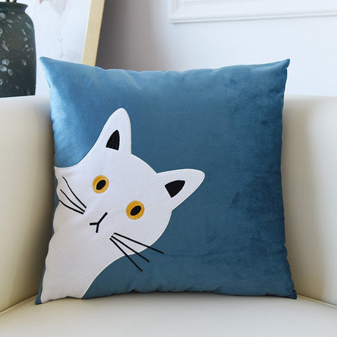 Lovely Cat Pillow Covers for Kid's Room, Modern Sofa Decorative Pillows, Cat Decorative Throw Pillows for Couch, Modern Decorative Throw Pillows-Grace Painting Crafts