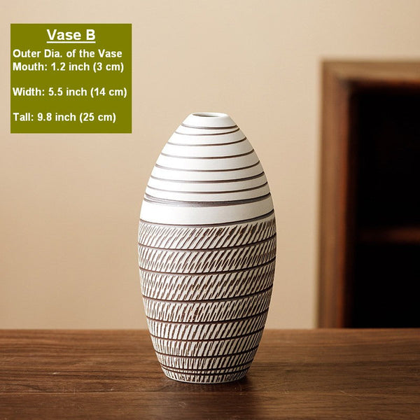 Centerpiece on Dining Table, Large Flower Vase on Table, Modern Bouquet Flower Vases, Handmade Pottery Flower Vases Urn, Water Holding Flower Vases-Grace Painting Crafts