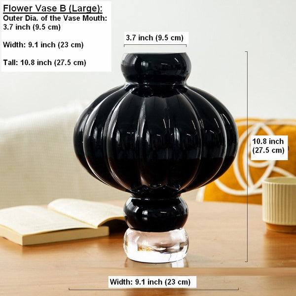 Unique Contemporary Vases for Modern Home Decor, Black Glass Bud Vases, Handmade Liuli Vases, Centerpiece Vases on Table, Black Glaze Vase-Grace Painting Crafts