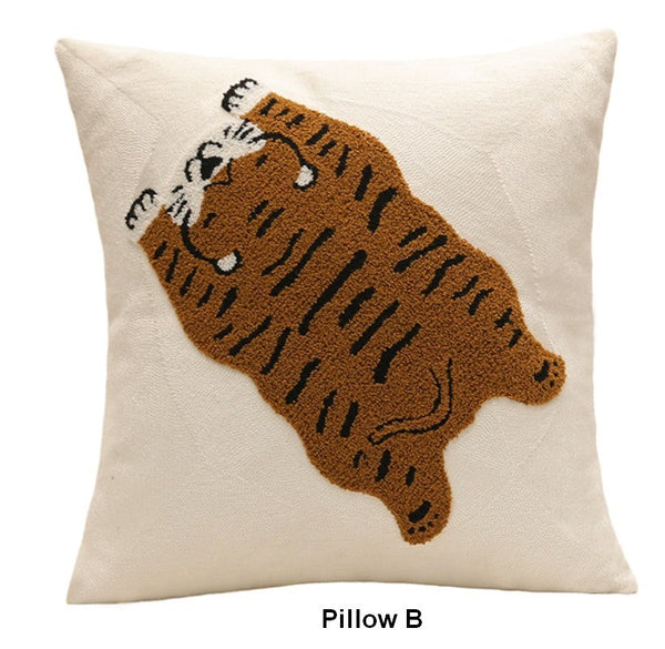 Contemporary Modern Sofa Pillow Covers, Square Modern Throw Pillows for Couch, Lovely Tiger Decorative Pillows for Children's Room, Decorative Pillows for Bedroom-Grace Painting Crafts