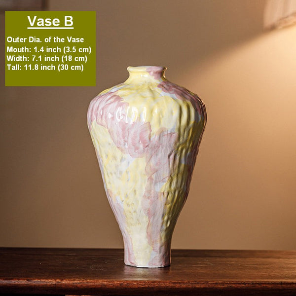 Handmade Water Holding Flower Vases, Modern Bouquet Flower Vases, Centerpiece on Dining Table, Large Flower Vase on Table, Pottery Flower Vases-Grace Painting Crafts