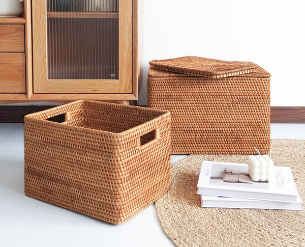 Storage Basket for Shelves, Woven Storage Basket for Toys, Rattan Storage Basket for Clothes, Large Rectangular Storage Basket, Storage Baskets for Bedroom-Grace Painting Crafts