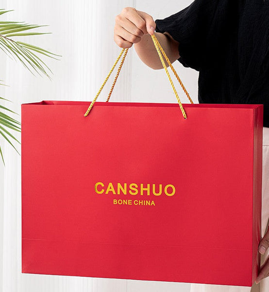 Modern Ceramic Coffee Cups, Red Tea Cup and Saucer Set with Teapot in Gift Box, Porcelain Tea Cup and Saucer Set