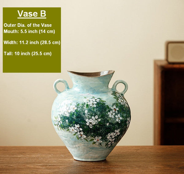 Centerpiece on Dining Table, Handmade Water Holding Flower Vases, Large Flower Vases on Table, Modern Pottery Flower Vases, Pottery Bud Vases-Grace Painting Crafts