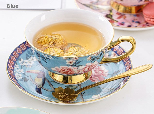 Unique Afternoon Tea Cups and Saucers in Gift Box, Royal Bone China Porcelain Tea Cup Set, Elegant Flower Pattern Ceramic Coffee Cups, Beautiful British Tea Cups-Grace Painting Crafts