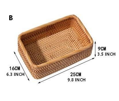 Rectangular Storage Baskets, Storage Baskets for Shelves, Woven Rattan Storage Basket, Kitchen Storage Baskets, Bathroom Storage Baskets-Grace Painting Crafts
