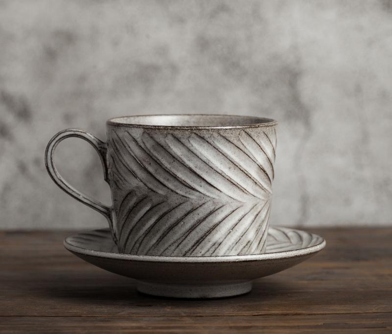 Large Coffee Cup, Pottery Coffee Cups, Latte Coffee Cup, Breakfast Milk Cup, Cappuccino Coffee Mug, Coffee Cup and Saucer Set-Grace Painting Crafts