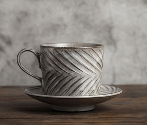 Large Coffee Cup, Pottery Coffee Cups, Latte Coffee Cup, Breakfast Milk Cup, Cappuccino Coffee Mug, Coffee Cup and Saucer Set-Grace Painting Crafts