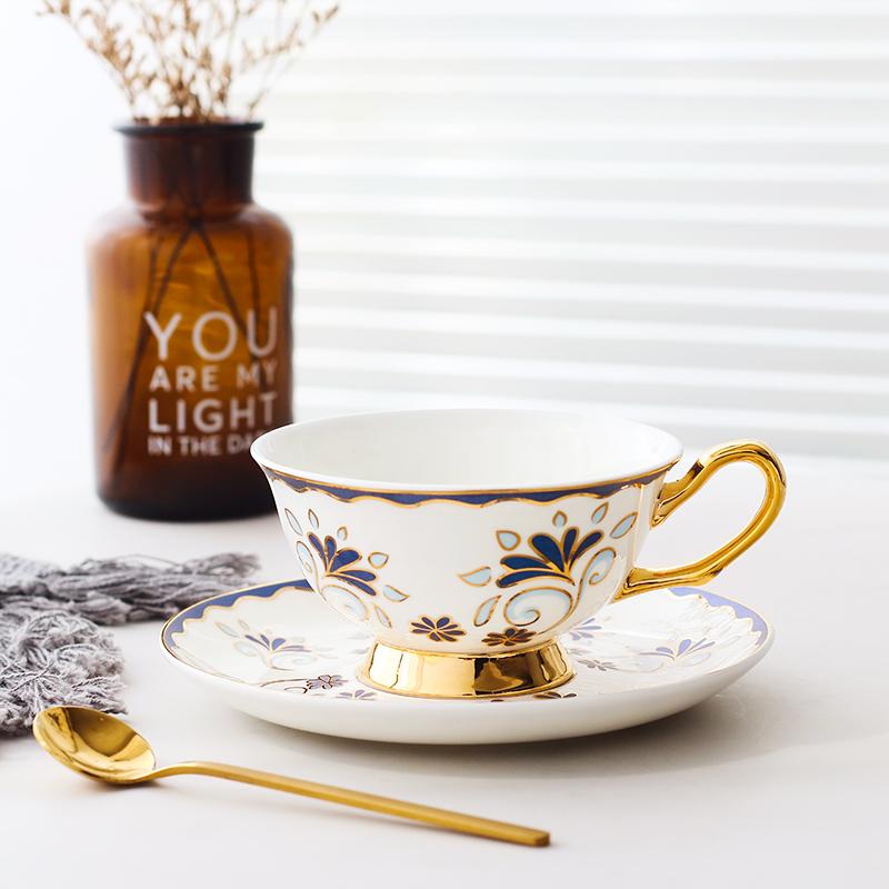British Tea Cups, Porcelain Coffee Cups, Tea Cups and Saucers, Coffee Cups with Gold Trim and Gift Box, Latte Coffee Cups-Grace Painting Crafts