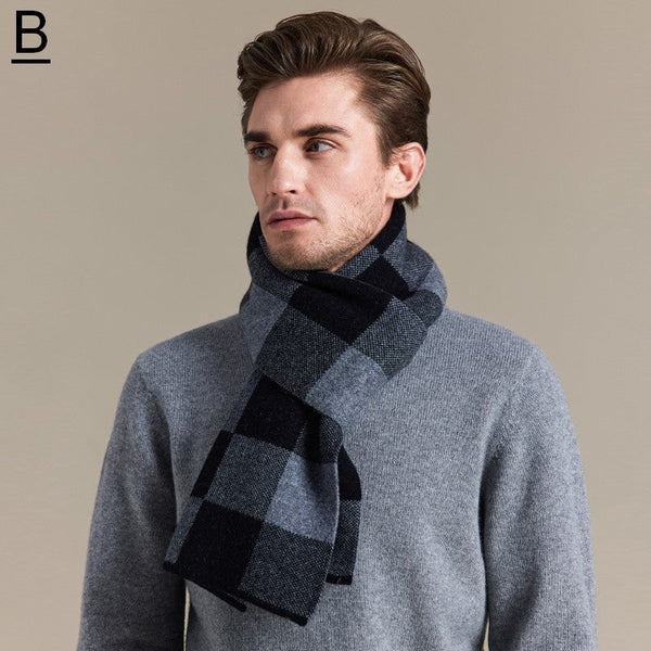 Plaid Scarf for Men, Business Wool Scarf for Gentleman, Men's Winter Scarf, Men's Wool Scarf Winter, Modern Fashion Scarf, Formal Men Scarf Styles, Pure Wool Scarf-Grace Painting Crafts