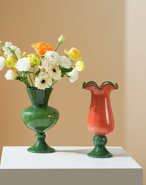 Unique Modern Glass Vase, Contemporary Vase for Modern Home Decor, Modern Glass Flower Vases, Handmade Liuli Vases, Centerpiece Vases on Table-Grace Painting Crafts