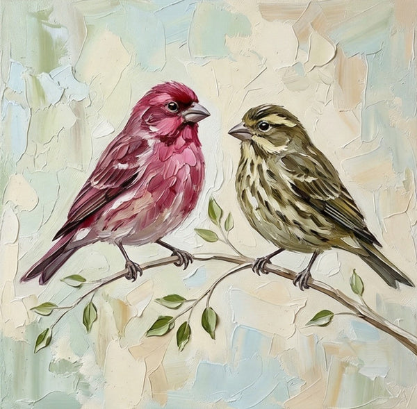 House Finch Bird Painting, Hand Painted Canvas Art, Small Art on Canvas, Miniature Wall Art, Original Oil Paintings for Sale-Grace Painting Crafts