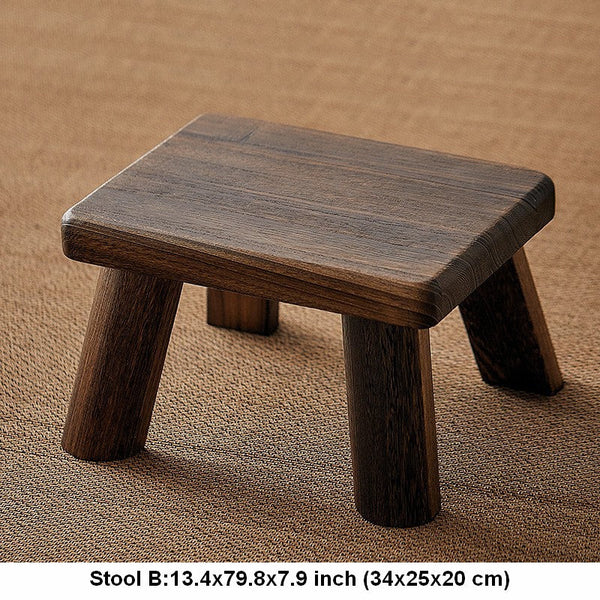 Dining Table Stool, Shoe-changing Stool, Solid Wood low Stool, Paulownia Wood Stool, Children's Wooden Stool, Sofa Stool-Grace Painting Crafts