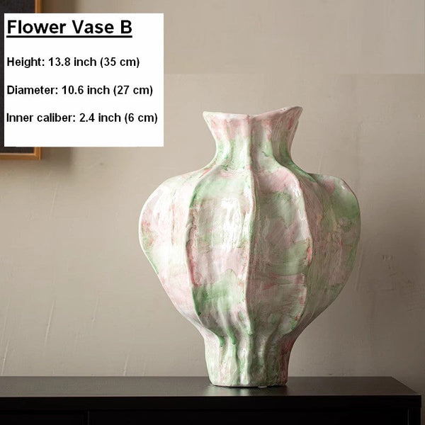 Centerpiece Ceramic Bouquet Vases, Handmade Modern Flower Vase, Large Contemporary Vases on Dining Table, Porcelain Vases for Modern Home Decor-Grace Painting Crafts