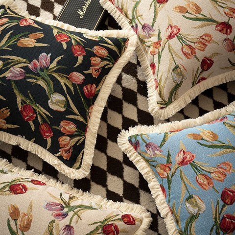 Large Flower Decorative Pillows for Bedroom, Decorative Sofa Pillows for Couch, Tulip Flower Pillow Covers, Farmhouse Decorative Pillows-Grace Painting Crafts