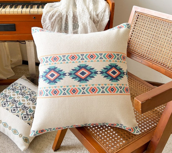 Oriental Square Pillows for Couch, Geometric Modern Pillow Covers, Decorative Throw Pillows for Dining Room, Bohemian Decorative Sofa Pillows-Grace Painting Crafts