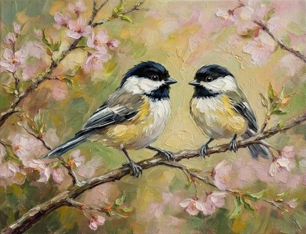 Original Oil Paintings, Black-capped Chickadee Painting, Hand Painted Canvas Art, Love Birds Painting, Small Canvas Paintings, Original Oil Paintings on Canvas-Grace Painting Crafts