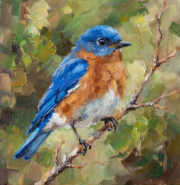 Hand Painted Canvas Art, Blue Bird Painting, Bird Art on Canvas, Miniature Wall Art, Original Small Paintings, Heavy Texture Painting-Grace Painting Crafts