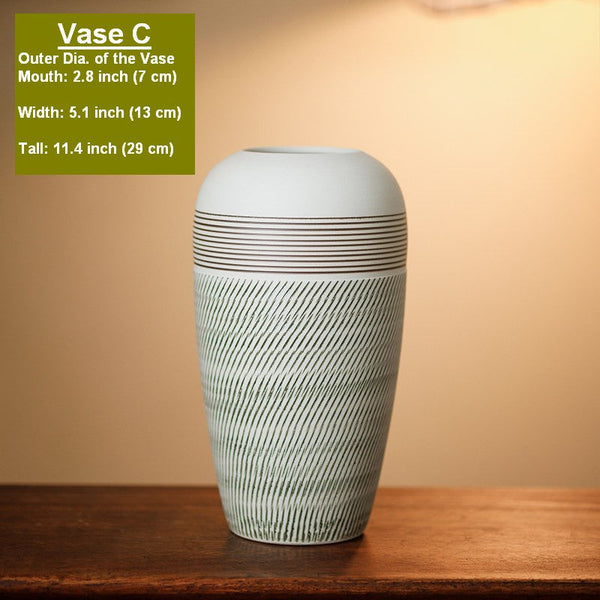 Centerpiece on Dining Table, Large Flower Vase on Table, Pottery Flower Vases Urn, Modern Bouquet Flower Vases, Handmade Water Holding Flower Vases-Grace Painting Crafts