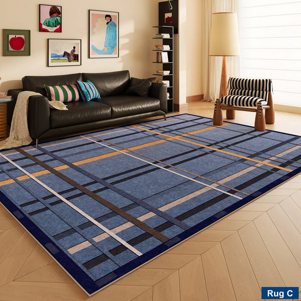 Bedroom Modern Floor Carpet, Blue Modern Rug Designs, Mid Century Modern Rugs, Contemporary Modern Rugs for Dining Room, Living Room Rug Ideas-Grace Painting Crafts