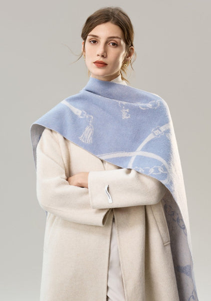 Elegant Designer Scarf, Holiday Women Scarf, Christmas Gifts for Her, Modern Wool Scarf, Warm Winter Scarf, Cold Weather Scarf, Blue Fashion Scarf, Soft Cashmere Scarf for Girls-Grace Painting Crafts