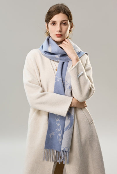 Elegant Designer Scarf, Holiday Women Scarf, Christmas Gifts for Her, Modern Wool Scarf, Warm Winter Scarf, Cold Weather Scarf, Blue Fashion Scarf, Soft Cashmere Scarf for Girls-Grace Painting Crafts