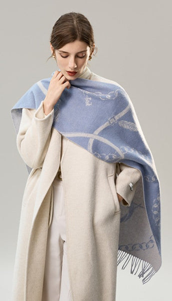 Elegant Designer Scarf, Holiday Women Scarf, Christmas Gifts for Her, Modern Wool Scarf, Warm Winter Scarf, Cold Weather Scarf, Blue Fashion Scarf, Soft Cashmere Scarf for Girls-Grace Painting Crafts