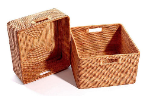 Storage Baskets for Kitchen, Woven Rattan Rectangular Storage Baskets, Wicker Storage Basket for Clothes, Storage Baskets for Bathroom, Storage Baskets for Toys-Grace Painting Crafts