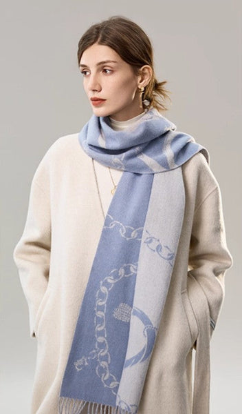 Elegant Designer Scarf, Holiday Women Scarf, Christmas Gifts for Her, Modern Wool Scarf, Warm Winter Scarf, Cold Weather Scarf, Blue Fashion Scarf, Soft Cashmere Scarf for Girls-Grace Painting Crafts