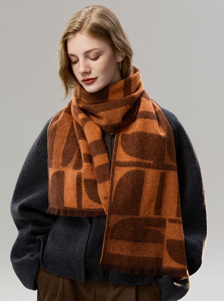 Casual Scarf for Women, Modern Wool Scarf for Women, Fashion Designer Scarf, Cold Weather Scarf, Winter Scarf, Soft Cashmere Scarf for Women-Grace Painting Crafts