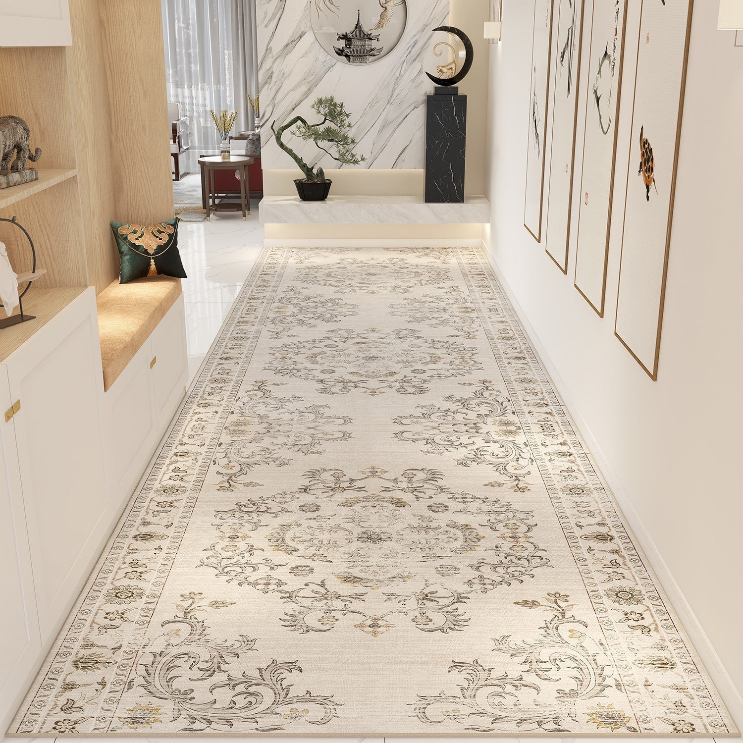 Traditional Morocco Long Narrow Runner Rugs, Extra Long Hallway Runners, 30 feet Non Slip Entrance Runner Rugs, Bedside Runner Rugs, Entryway Runner Rug Ideas-Grace Painting Crafts