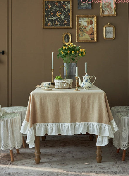 Modern Table Cloth, Beige Tablecloth for Home Decoration, Square Tablecloth for Round Table, Extra Large Rectangle Tablecloth for Dining Room Table-Grace Painting Crafts