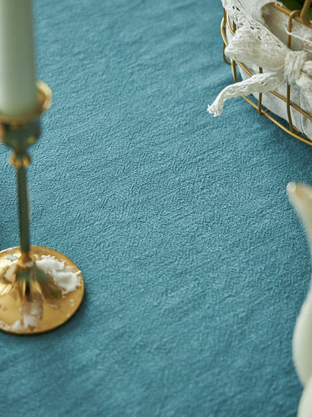 Extra Large Rectangle Tablecloth for Dining Room Table, Blue Modern Long Table Cover, Ramie Tablecloth for Home Decoration, Square Tablecloth for Round Table-Grace Painting Crafts