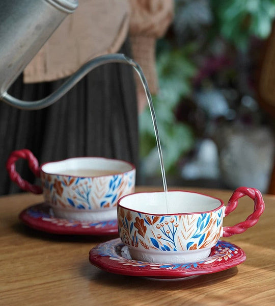 Ceramic Coffee Cup Set, Tea Cup With Saucer, Coffee Cup With Saucer, Porcelain Tea Cup Set, British Afternoon Tea Set, Gift Box Tea Set-Grace Painting Crafts