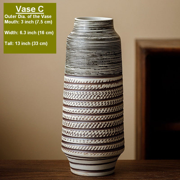 Centerpiece on Dining Table, Handmade Pottery Flower Vases Urn, Modern Bouquet Flower Vases, Water Holding Flower Vases, Large Flower Vase on Table-Grace Painting Crafts