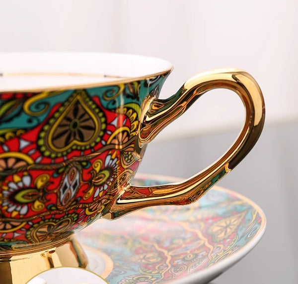 Royal Porcelain Tea Cup Saucer Set, Elegant British Ceramic Coffee Cups, Unique British Tea Cup and Saucer in Gift Box-Grace Painting Crafts