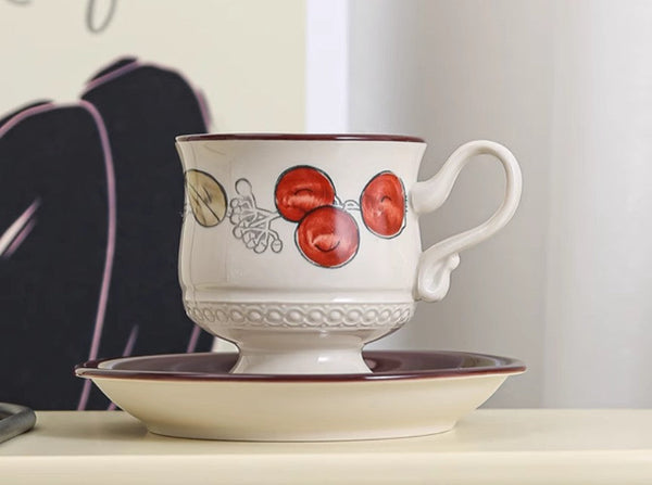 Elegant Ceramic Cups, Creative Coffee Cup and Saucer, Creative Porcelain Tea Cup Set, Beautiful British Tea Cups for Afternoon Tea-Grace Painting Crafts