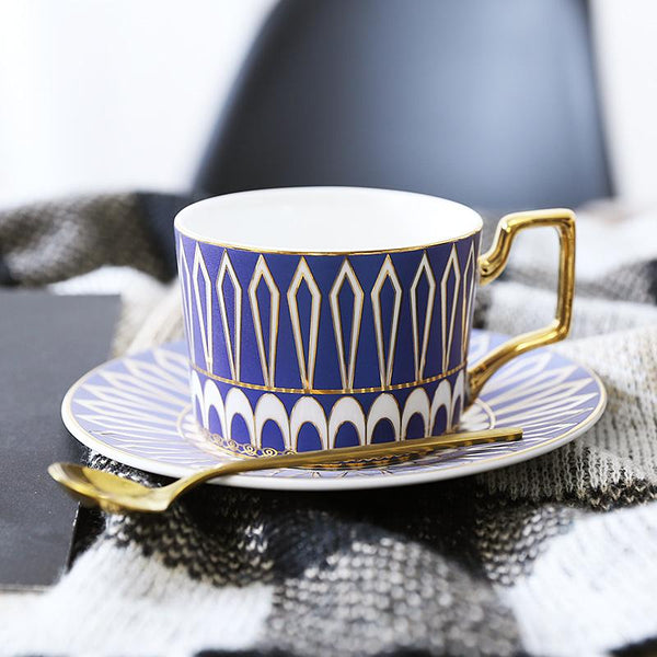 British Tea Cups, Elegant Porcelain Coffee Cups, Latte Coffee Cups with Gold Trim and Gift Box, Tea Cups and Saucers-Grace Painting Crafts