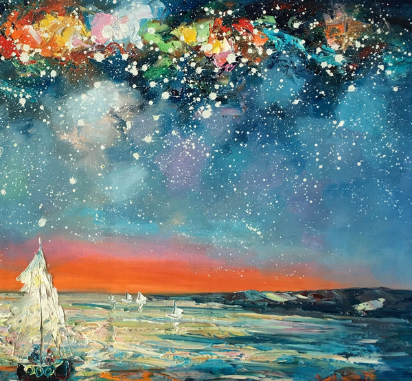 Impasto Art, Heavy Texture Painting, Starry Night Sky, Abstract Landscape Painting, Palette Knife Art, Custom Artwork-Grace Painting Crafts