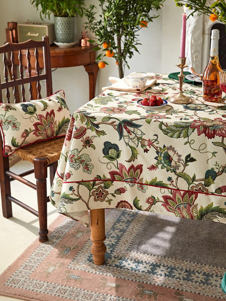 Spring Flower Table Cover for Kitchen, Large Modern Rectangular Tablecloth Ideas for Dining Room Table, Rustic Garden Floral Tablecloth for Round Table-Grace Painting Crafts