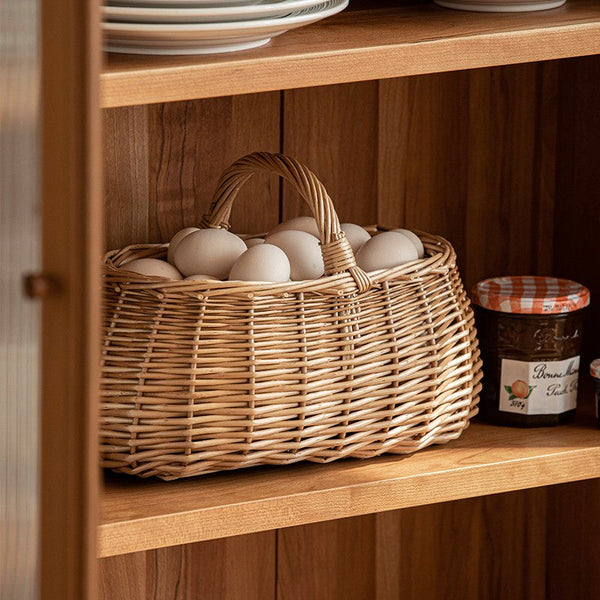 Hand-woven Wicker Storage Basket, Small Picnic Storage Basket with Handle, Willow Weaving Baskets for Vegetable, Natural Fruit Basket, Kitchen Storage Baskets-Grace Painting Crafts