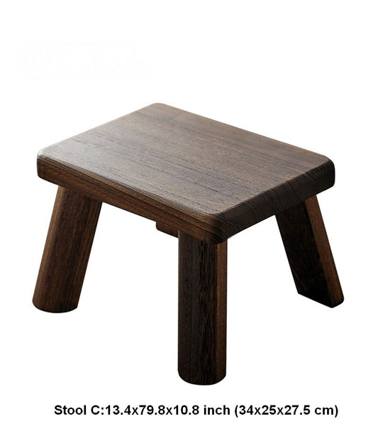 Dining Table Stool, Shoe-changing Stool, Solid Wood low Stool, Paulownia Wood Stool, Children's Wooden Stool, Sofa Stool-Grace Painting Crafts