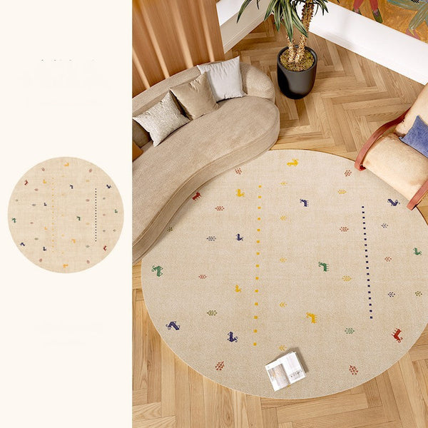 Geometric Modern Rug Ideas for Living Room, Circular Modern Rugs for Bathroom, Modern Rugs for Children's Room, Abstract Contemporary Round Rugs for Dining Room-Grace Painting Crafts